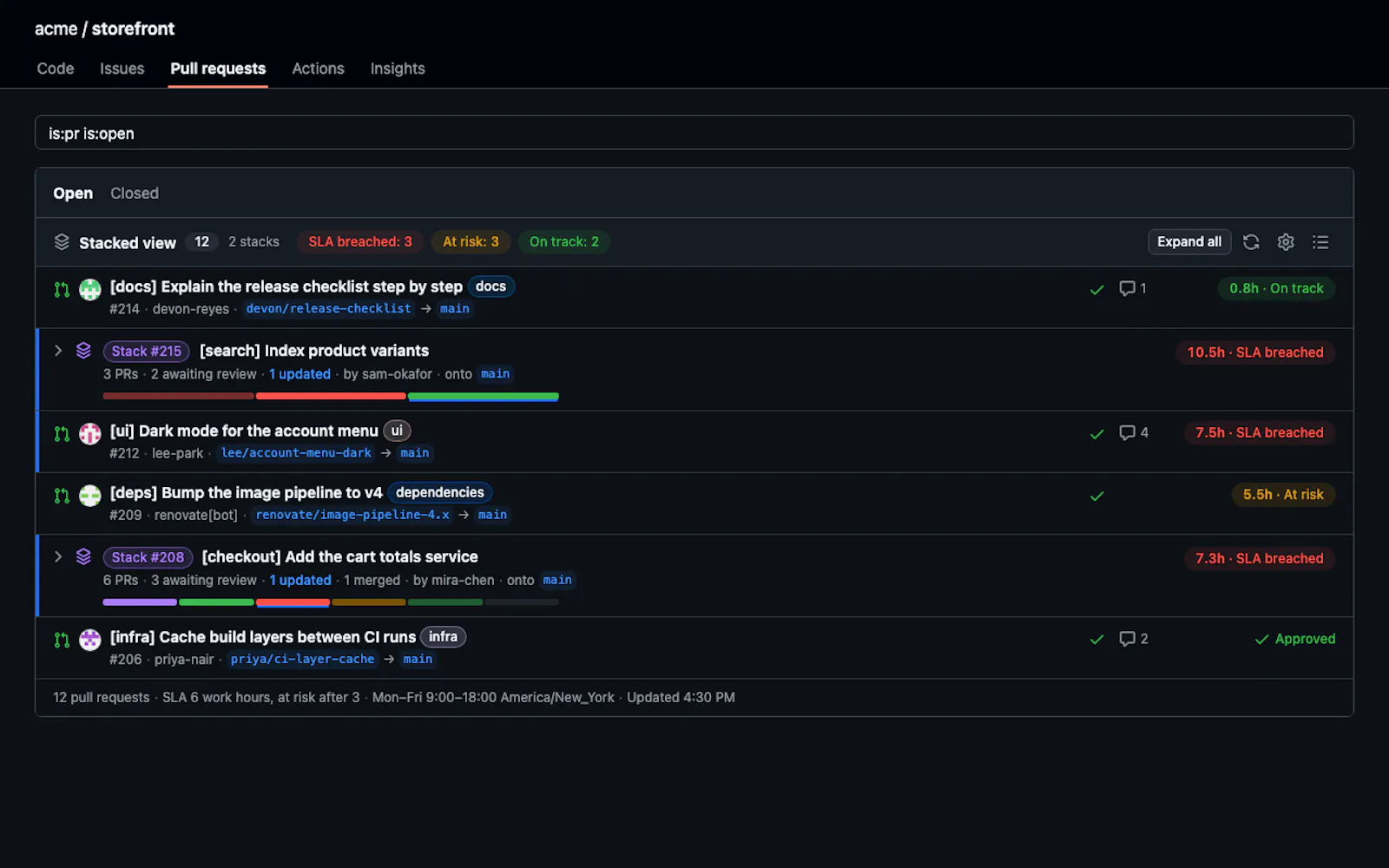 Stacked PRs for GitHub screenshot 1