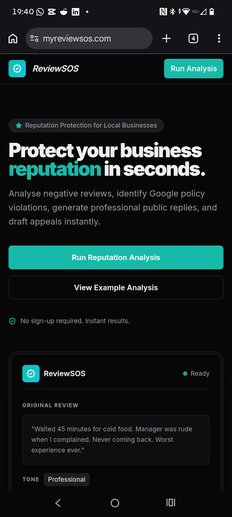 ReviewSOS screenshot 2