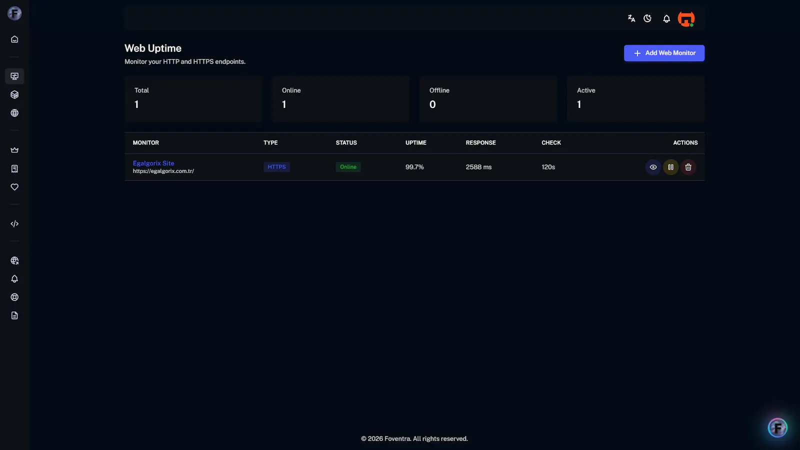 Foventra Uptime screenshot 2