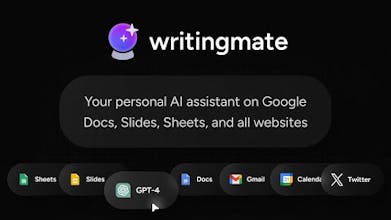 A screenshot of the Writingmate.ai interface integrated with Google Sheets, enhancing efficiency and speed in managing data.