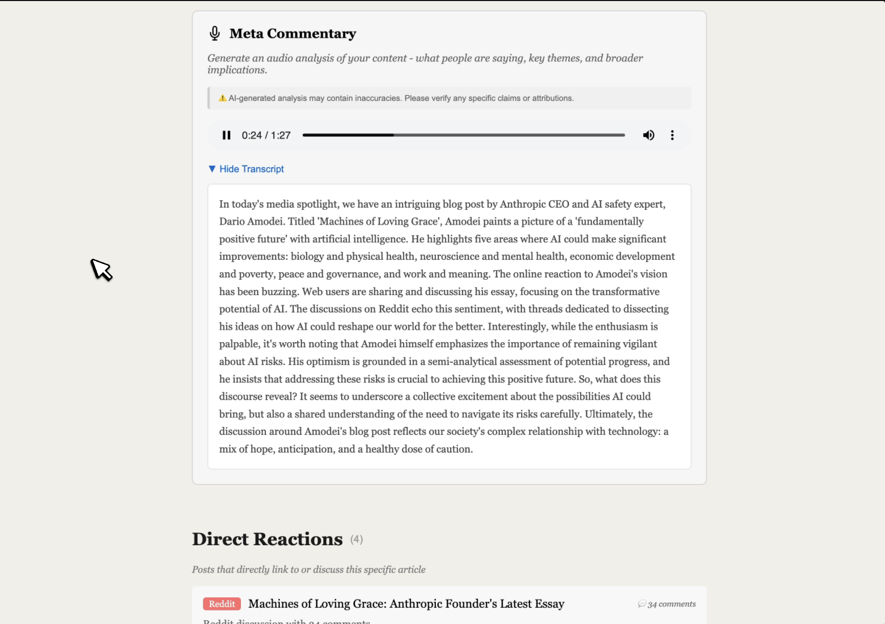 Media Reaction Finder - Screenshot 2 showing product features and functionality