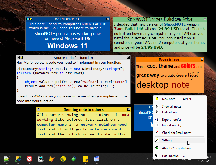 ShixxNOTE – Notes & LAN Messaging - Main product screenshot demonstrating key features and user interface