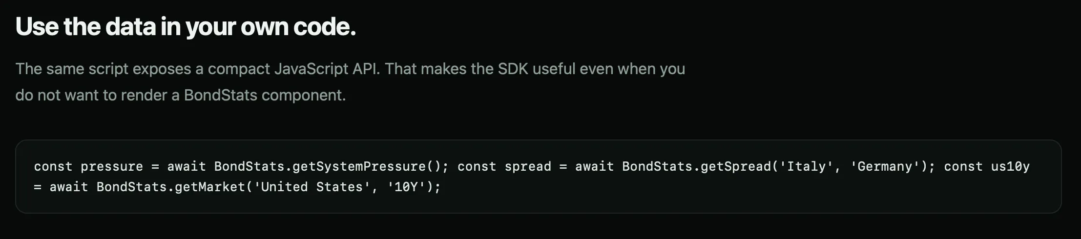 BondStats Embedded Intelligence gallery image
