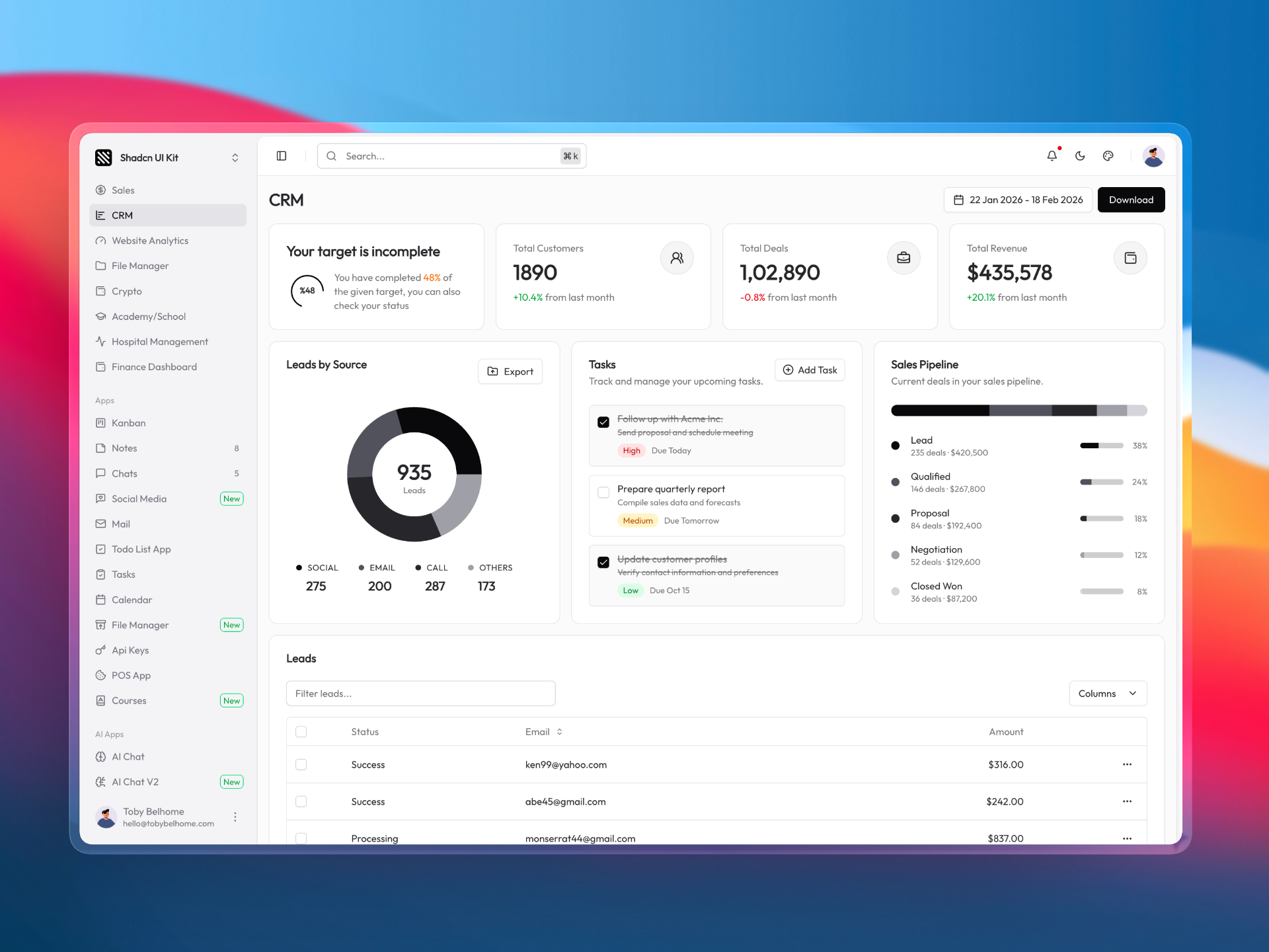 Shadcn Admin Dashboards media 1