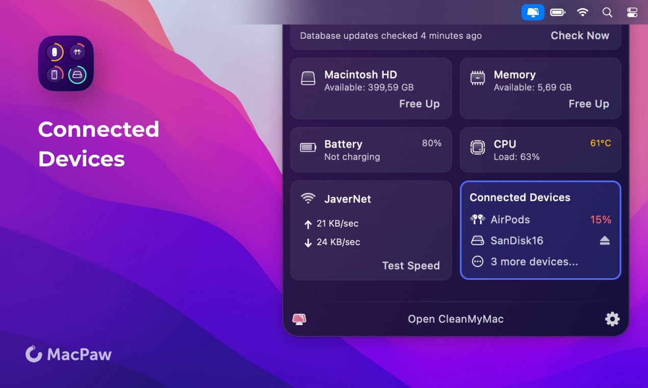 CleanMymac x verbundene Geräte Medien 3