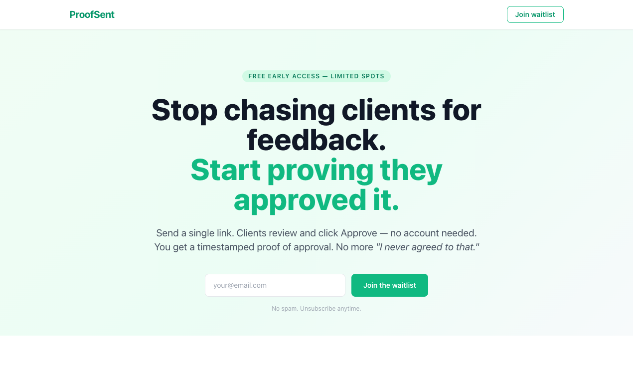 ProofSent — Client Approval, Timestamped gallery image