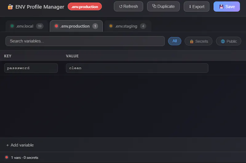 ENV Manager screenshot 1