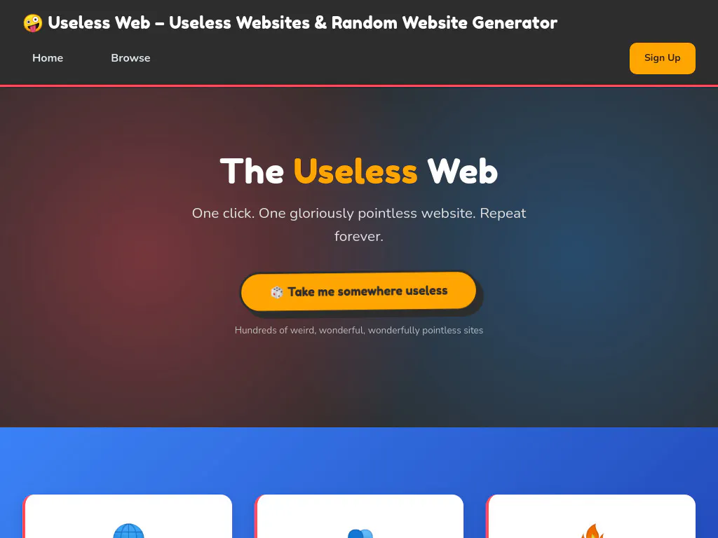 The Useless Web 제품 배너