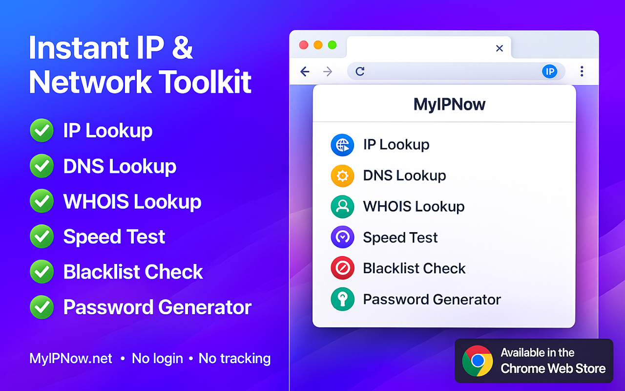 MyIPNow – IP & Network Tools - Main product screenshot demonstrating key features and user interface
