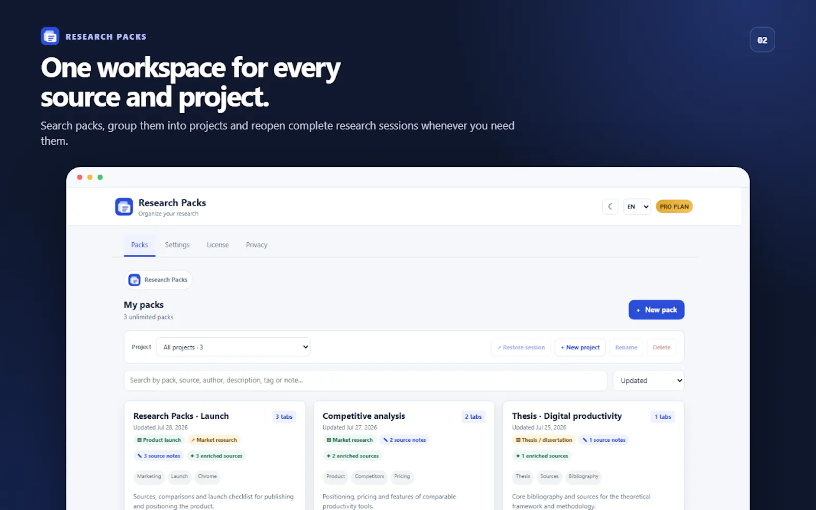 first Chrome tools - Research Packs screenshot 3