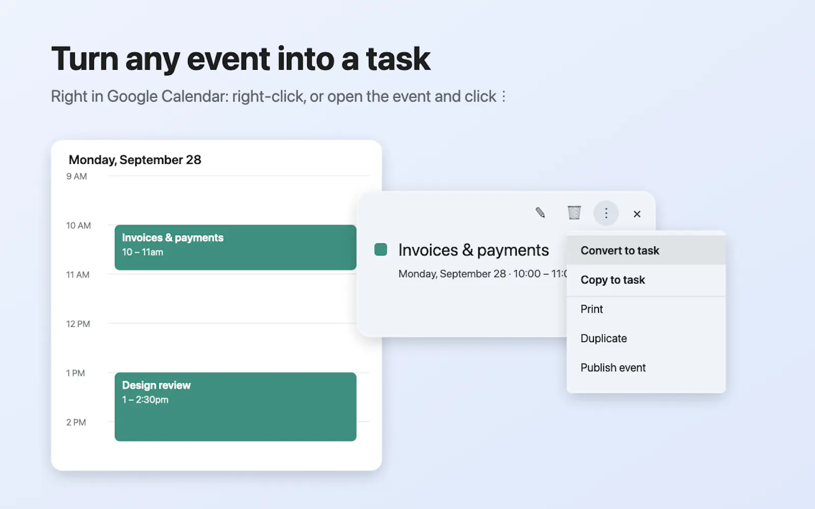 Event → Task for Google Calendar screenshot 2