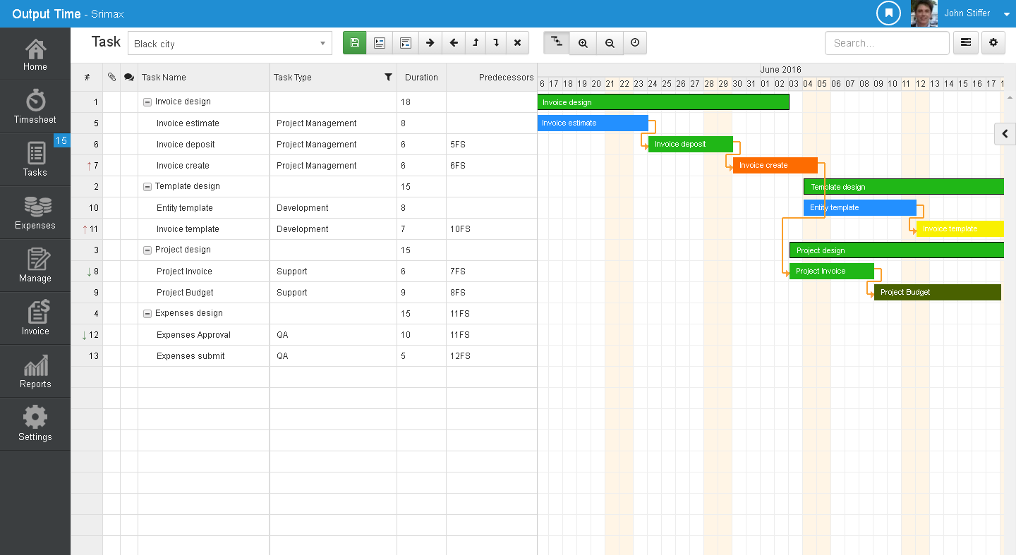 Output Time - Self hosted Project Management App gallery image