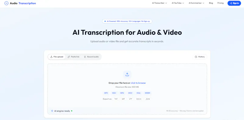 AudioTranscription.io screenshot 1