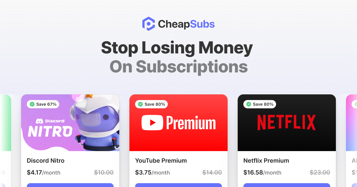 CheapSubs - Main product screenshot demonstrating key features and user interface
