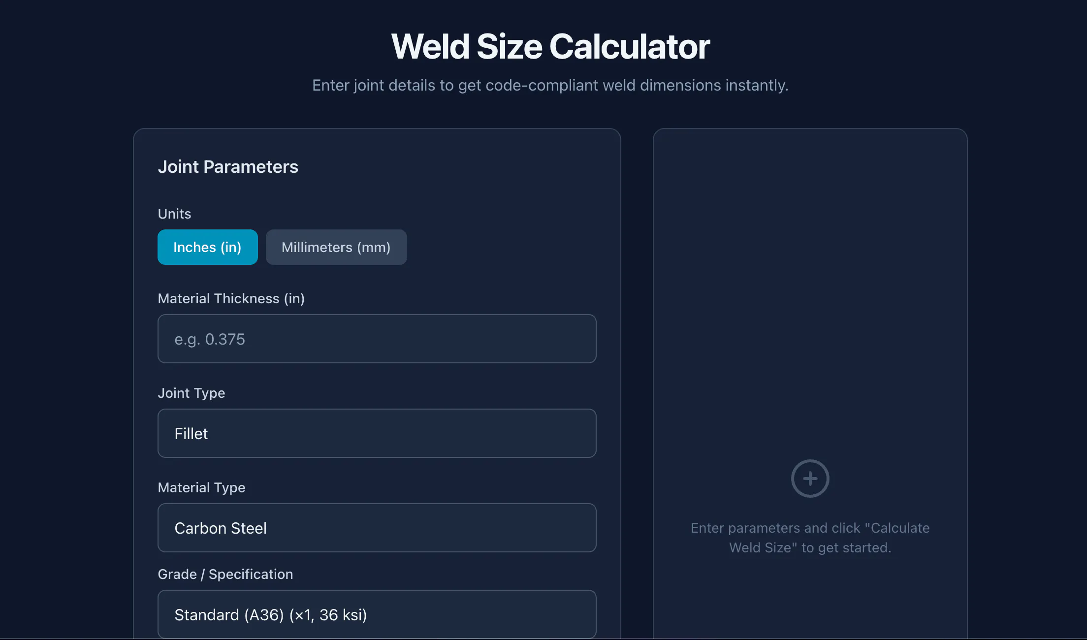 Weld Size Calculator gallery image