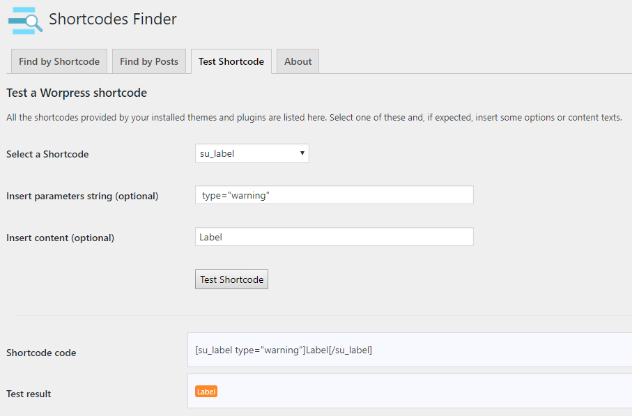 Shortcodes Finder for Wordpress gallery image