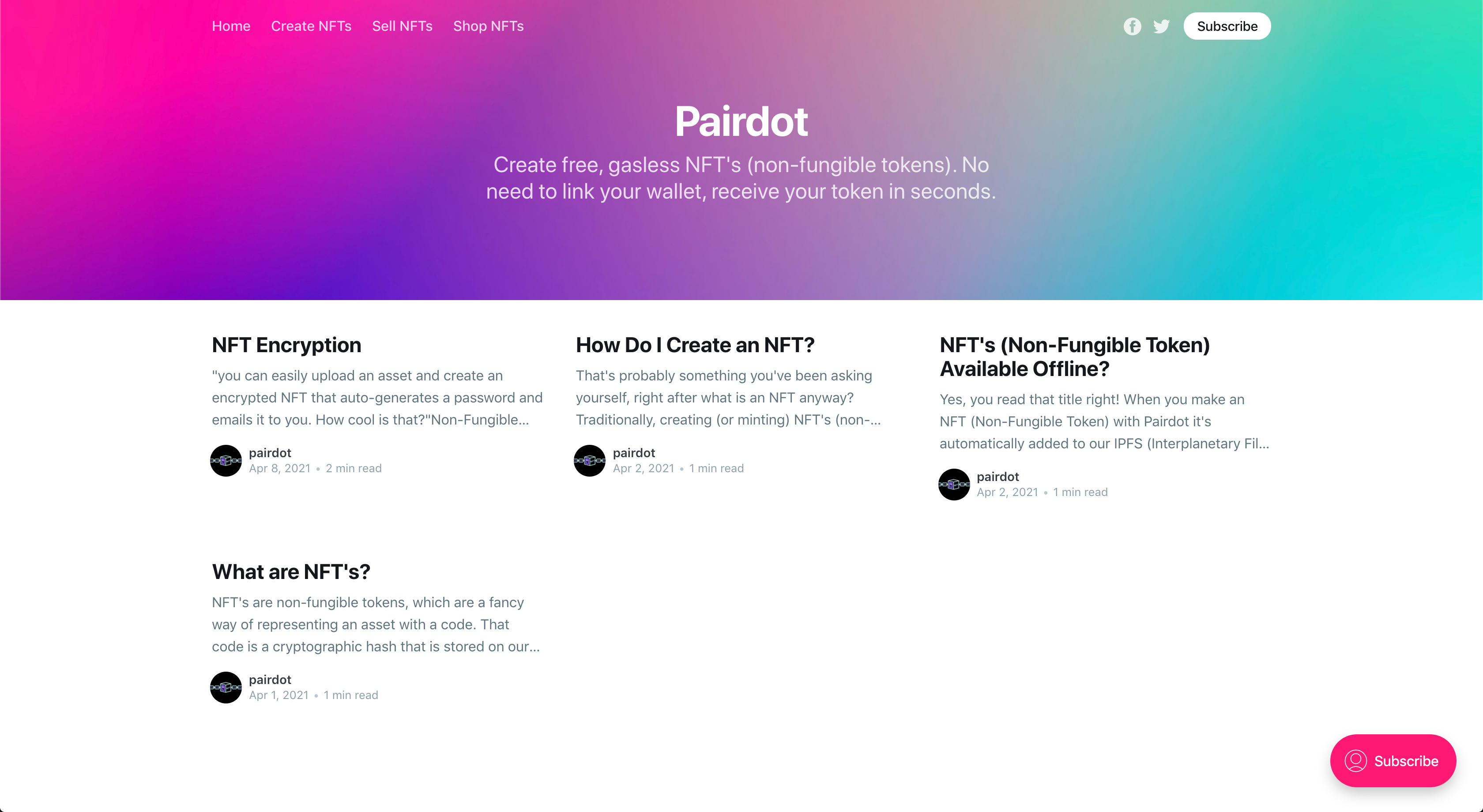 Pairdot Create Gas Free Environmentally Friendly Nft S Product Hunt