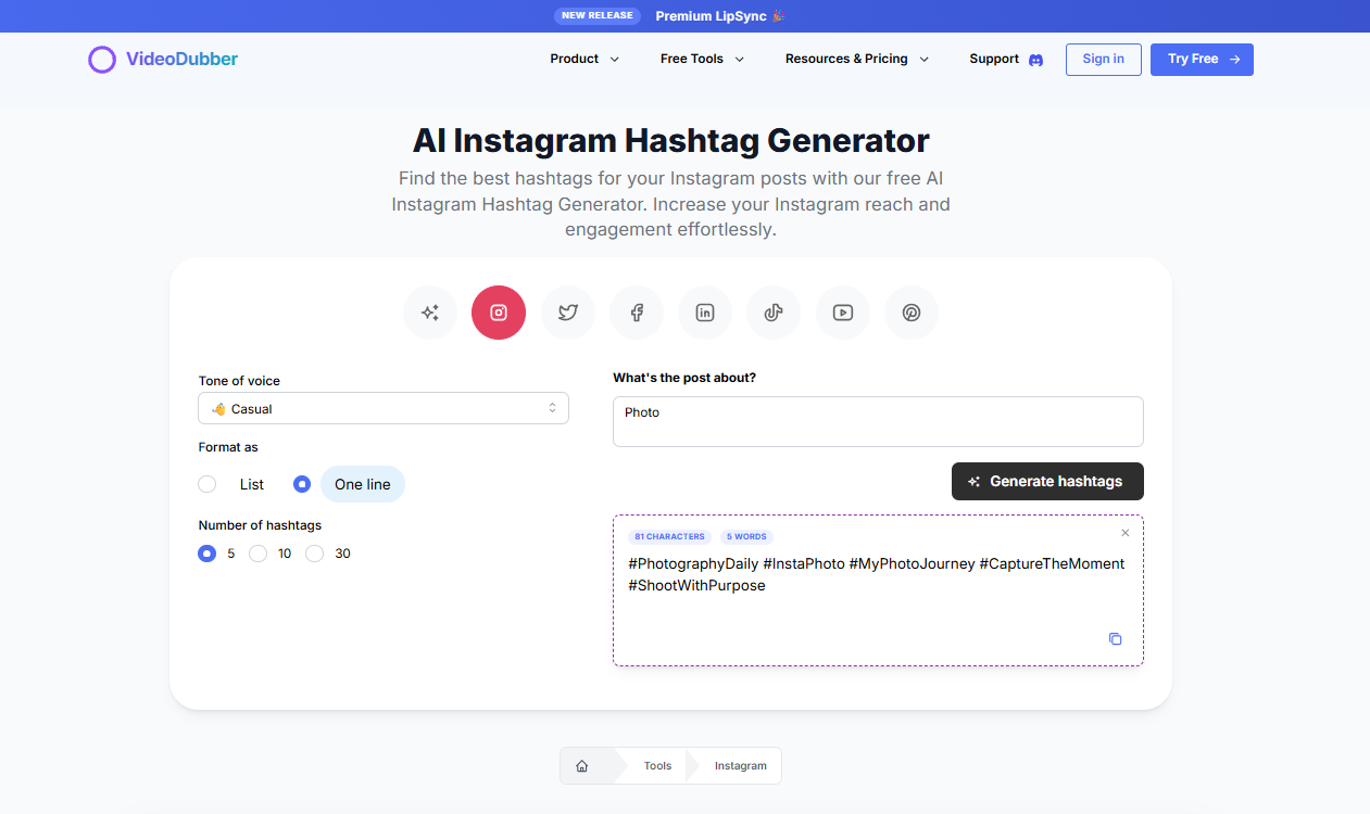 Instagram Hashtag Generator gallery image
