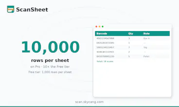 ScanSheet-Barcode Scanner to Spreadsheet gallery image
