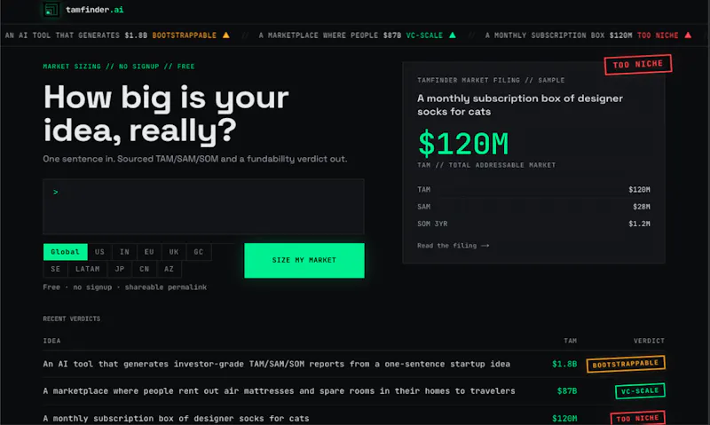 tamfinder.ai screenshot 2