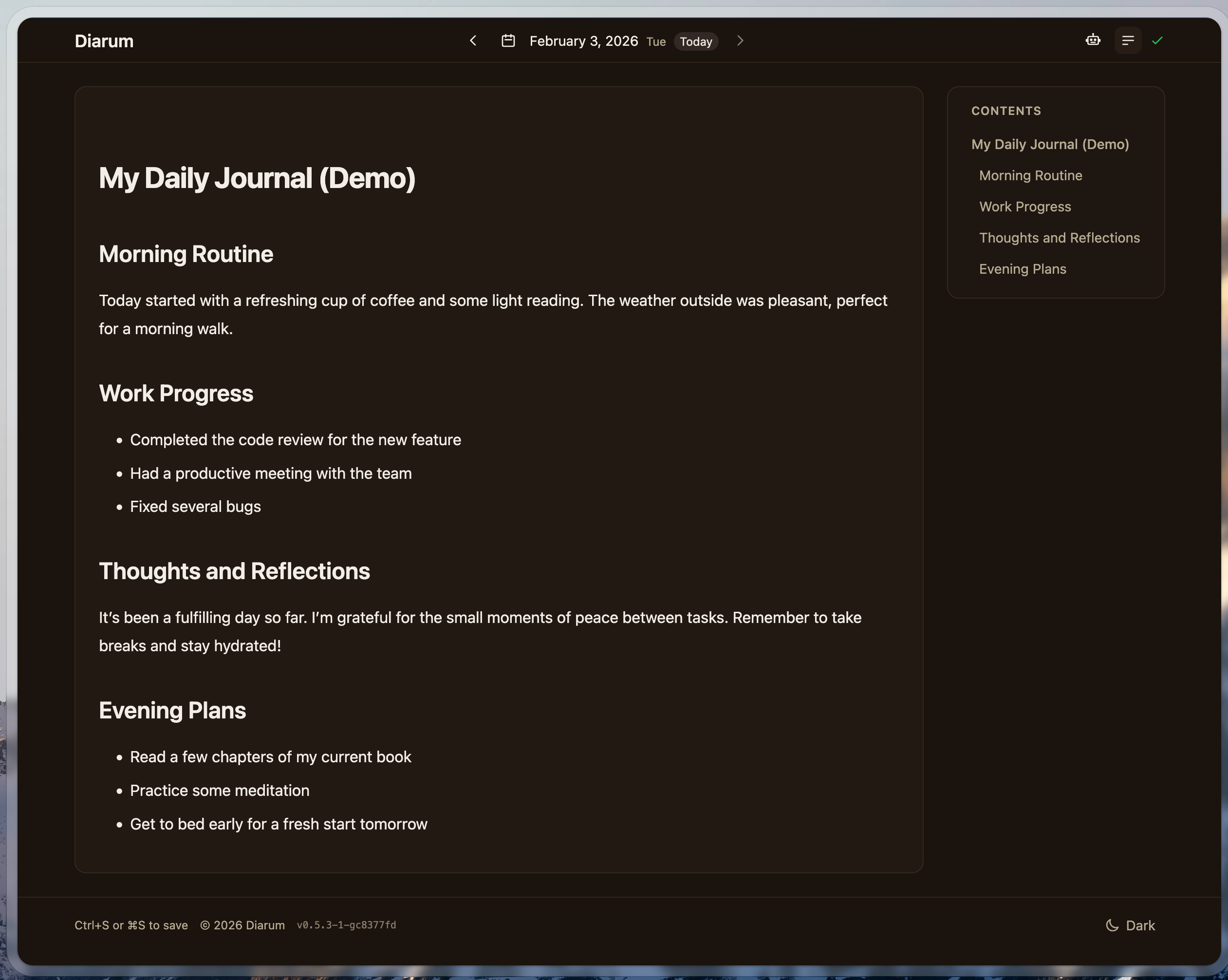Diarum - Screenshot 2 showing product features and functionality