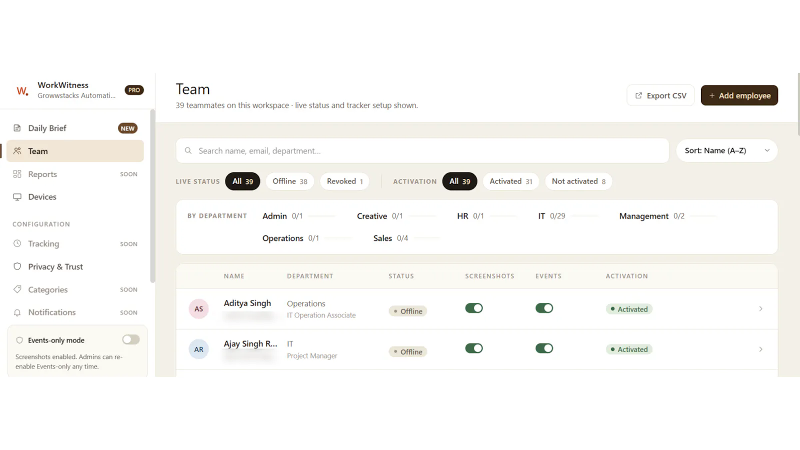 WorkWitness screenshot 3