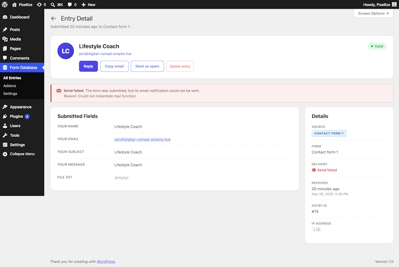 Pixellize Form Database screenshot 4