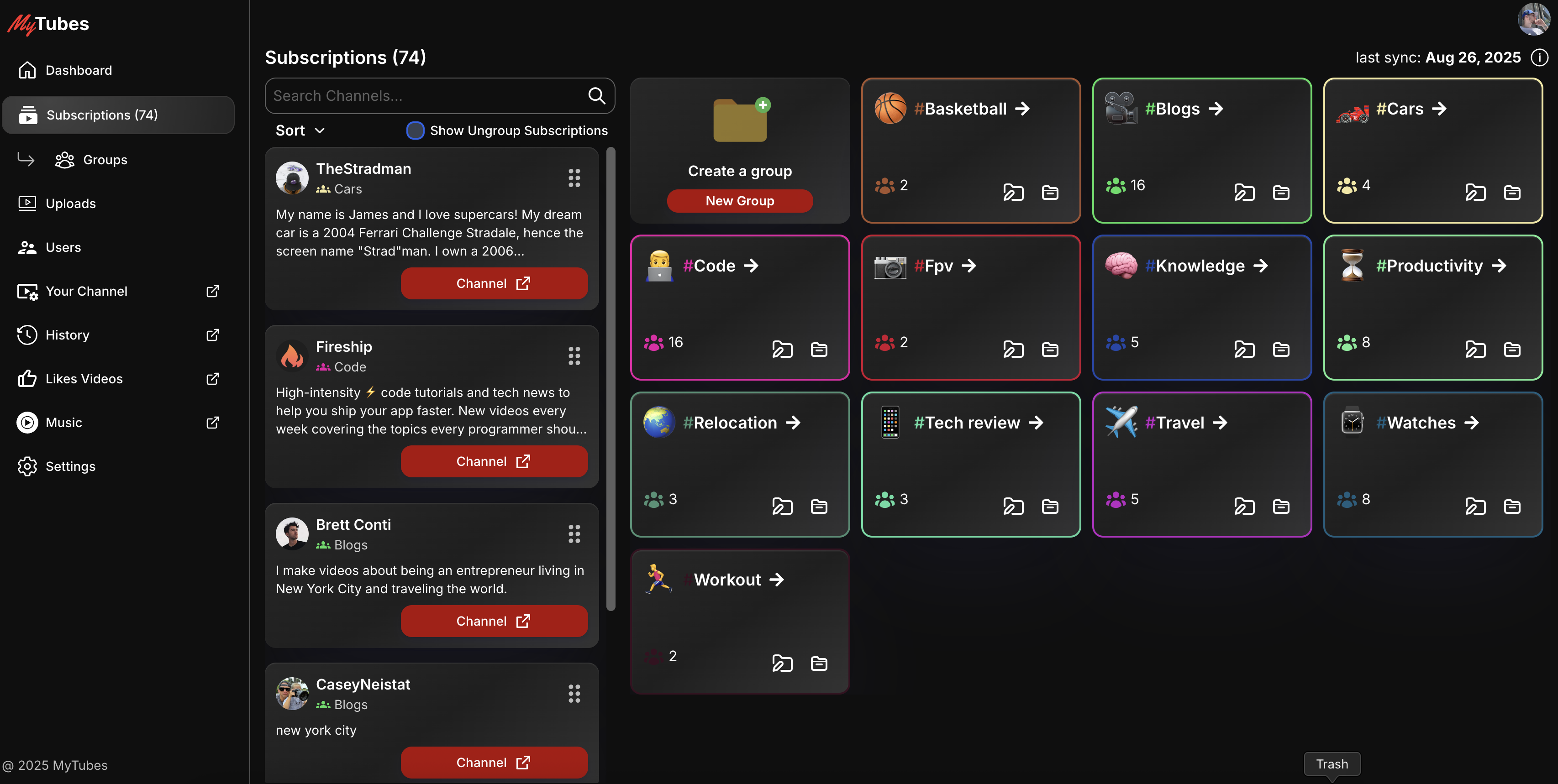 Mijn buizen: YouTube Manager -tool - Platform om uw YouTube -gegevens te beheren en te delen. media 4