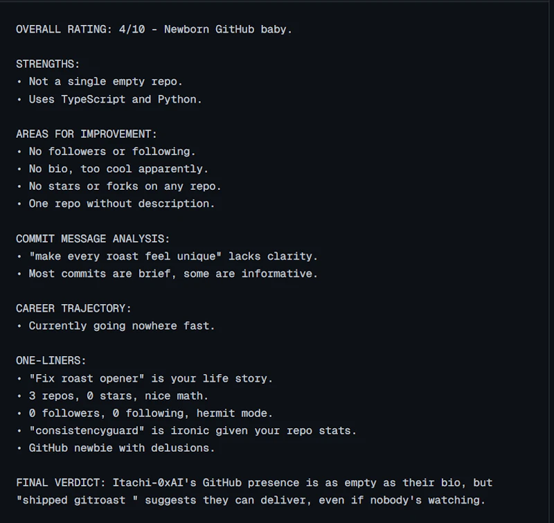 GitRoast screenshot 1