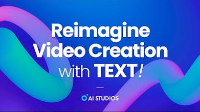 Logotipo da AI Studios com o texto &ldquo;Revolutionize a criação de conteúdo com a AI Studios&rdquo;