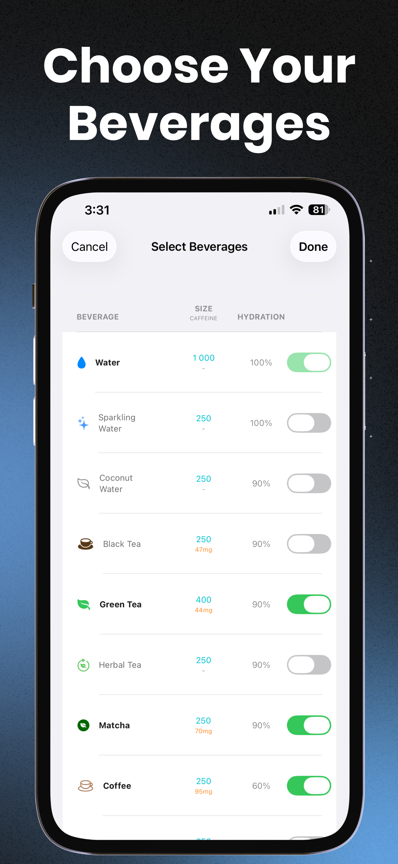 HydraZen: Water Track Reminder - Screenshot 2 showing product features and functionality