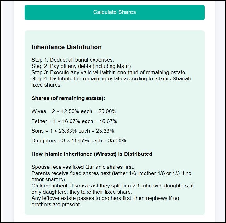 Islamitische erfeniscalculator - Leer hoe uw rijkdom wordt verdeeld nadat u is overleden. media 2