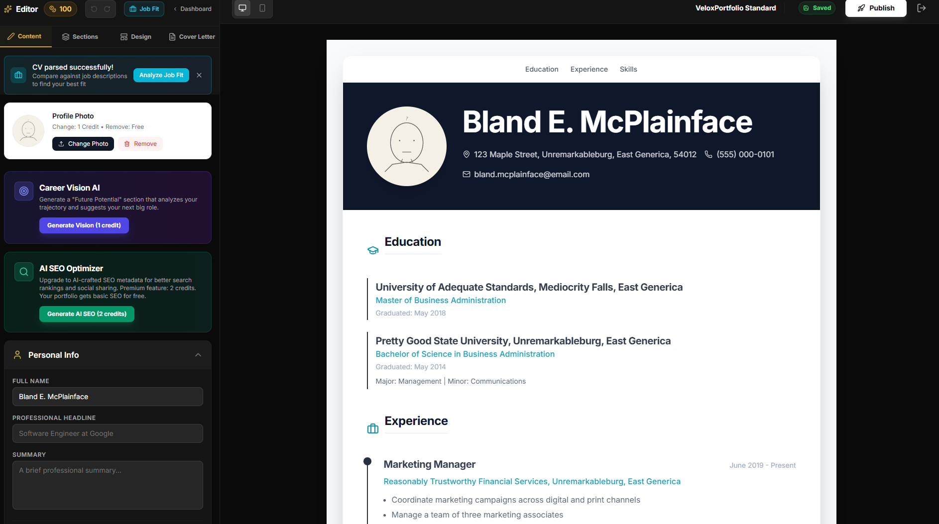 VeloxPortfolio - Screenshot 3 showing product features and functionality