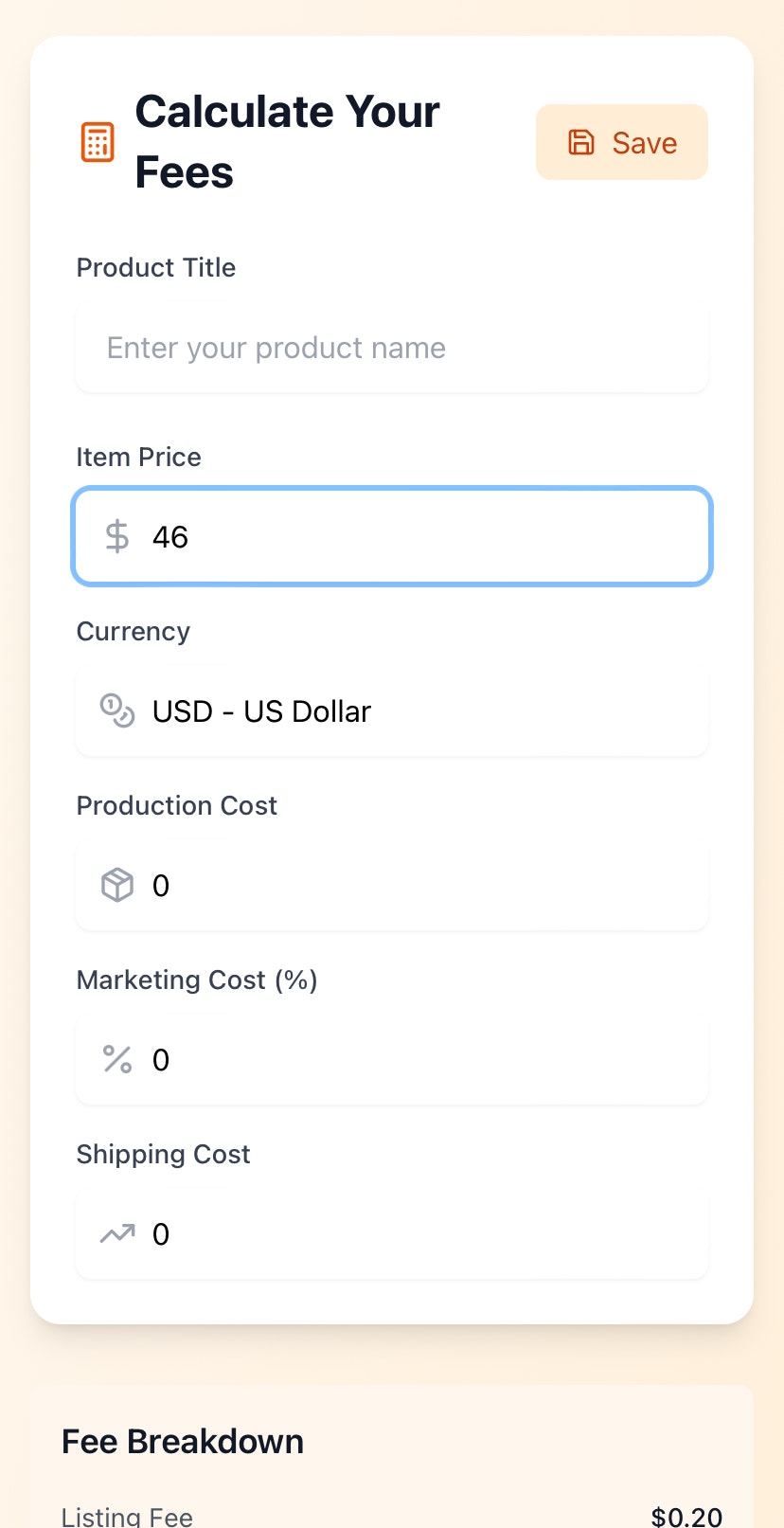 Calculadora de taxas Etsy media 1