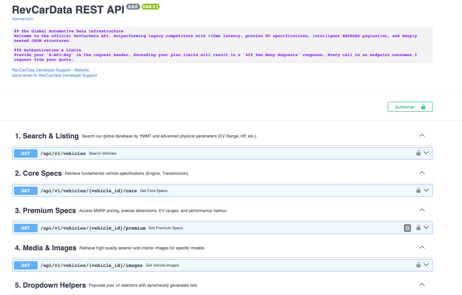RevCarData Car Database API screenshot 4