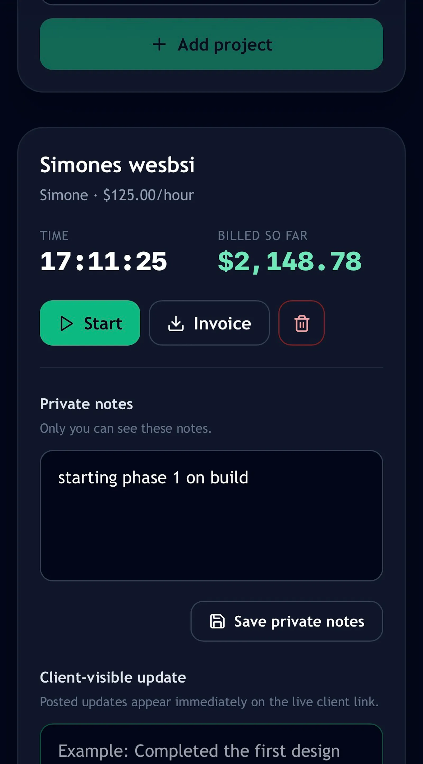 Freelance Clock screenshot 2