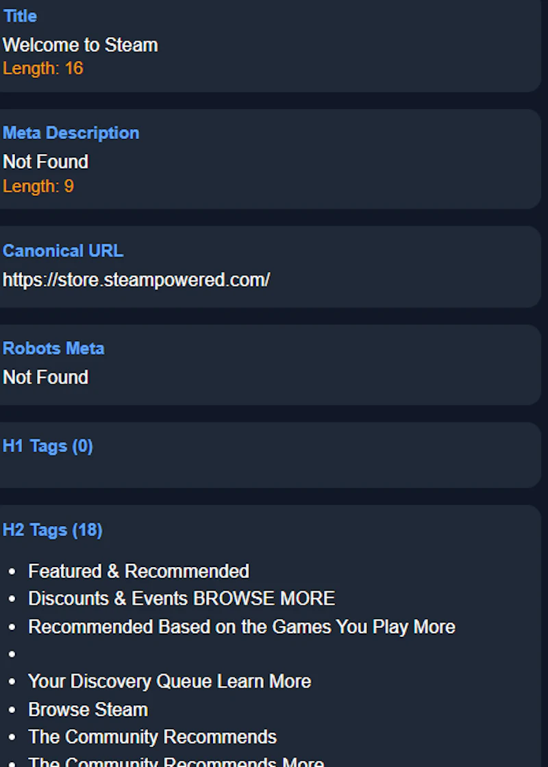 Detailed SEO Audit Extension screenshot 1