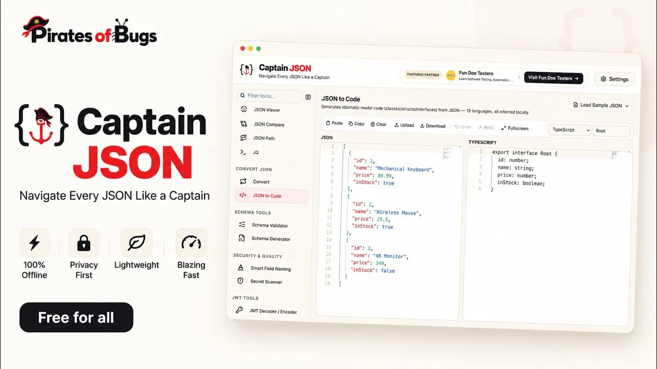 Captain JSON - Json Viewer & validator  gallery image