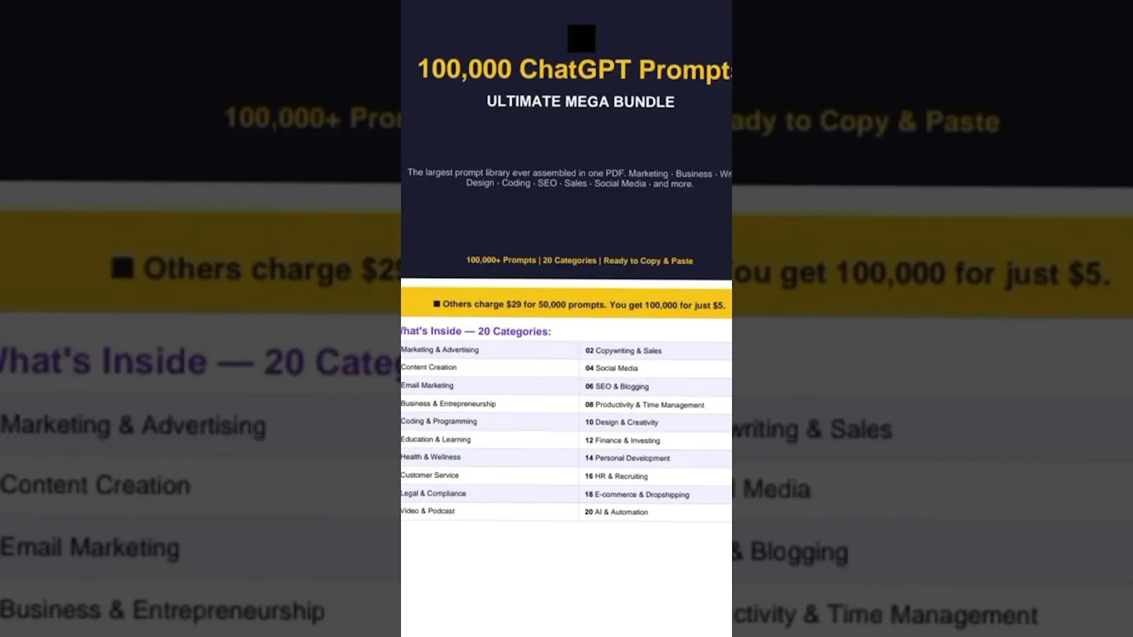 ​AI Prompt Library: 100,000+ Prompts screenshot 1 (video preview)