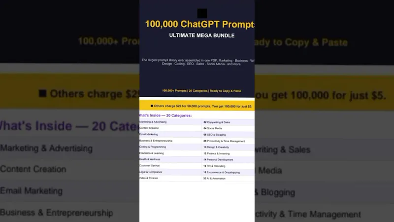 ​AI Prompt Library: 100,000+ Prompts screenshot 1 (video preview)