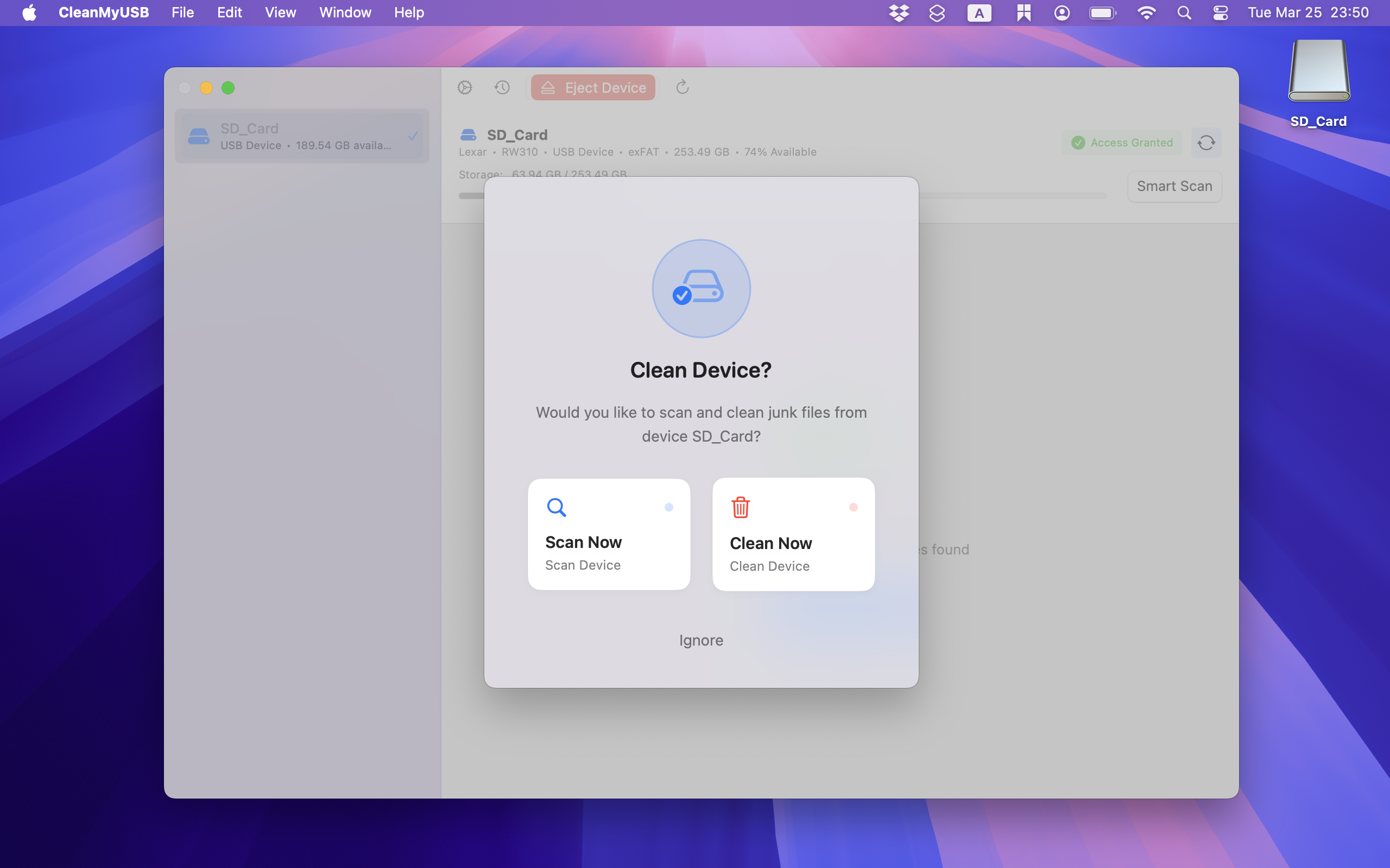 Cleanmyusb - Чистые мусорные файлы Mac на USB -дисках, SD -карты медиа 2