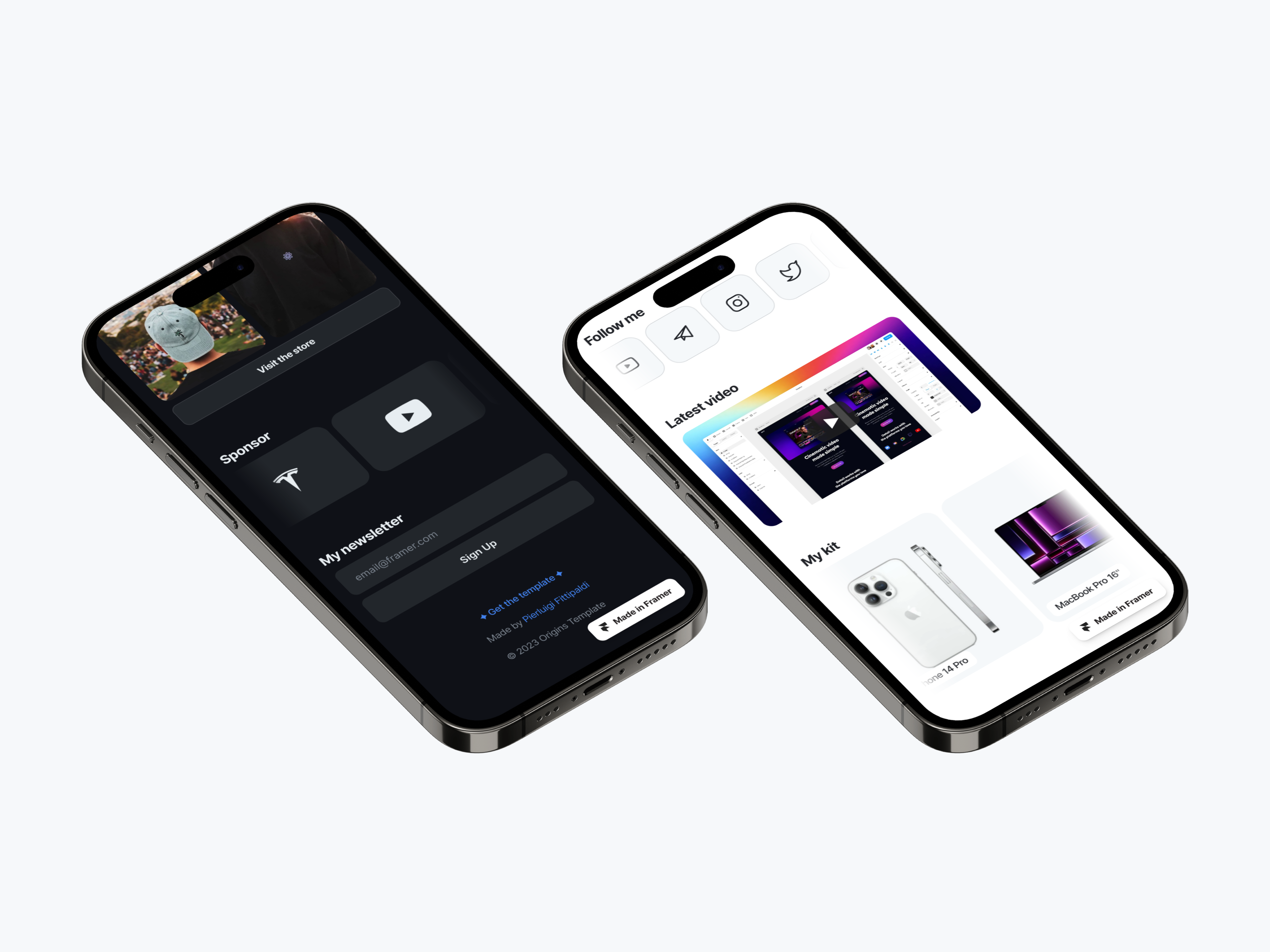 Origens - modelo de Framer media 4