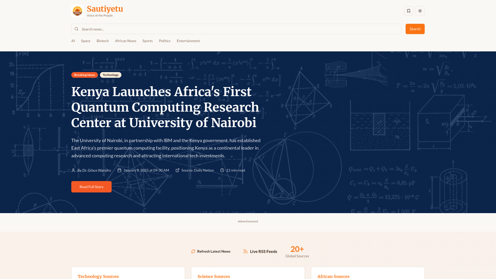 Sautiyetu - Main screenshot showing features and interface