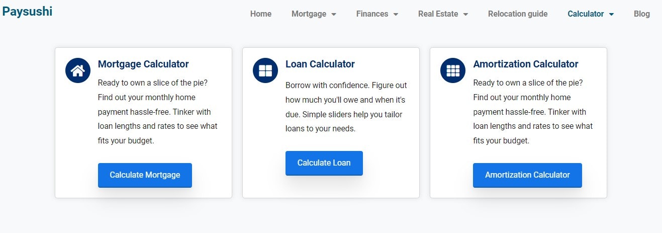 Paysushi Mortgage Hesap Makinesi - Kullanışlı çevrimiçi kredi ve ipotek hesaplayıcıları medya 1