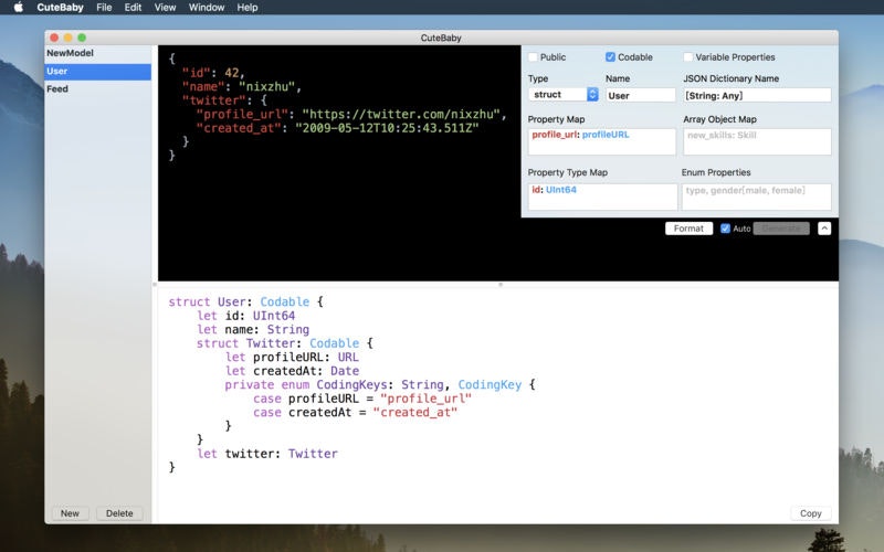 CuteBaby: JSON Model Generator for Swift gallery image