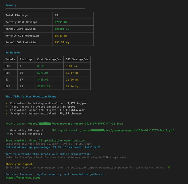 GreenOps Scan screenshot 1