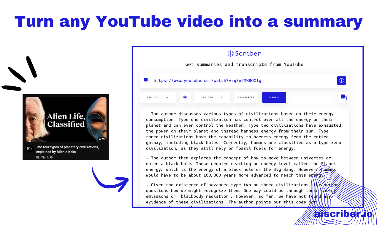 startuptile Scriber-Get summaries and transcripts from YouTube