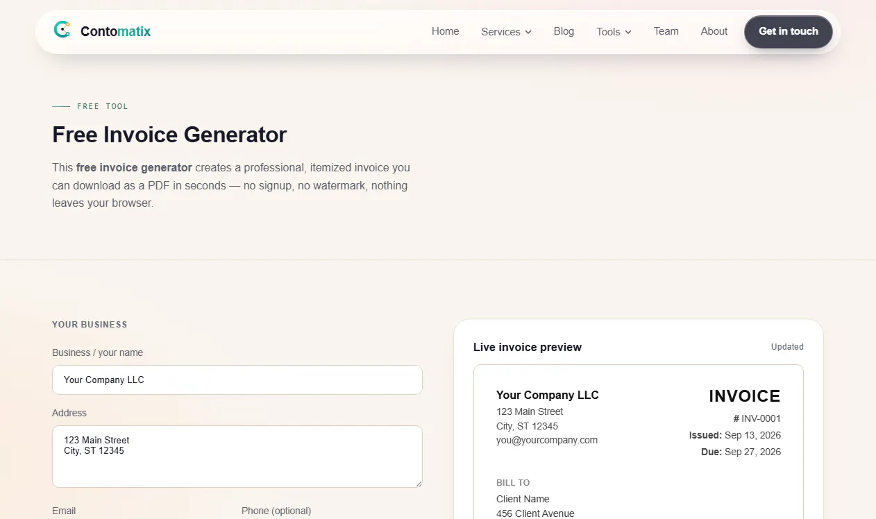 Contomatix Invoice Generator gallery image