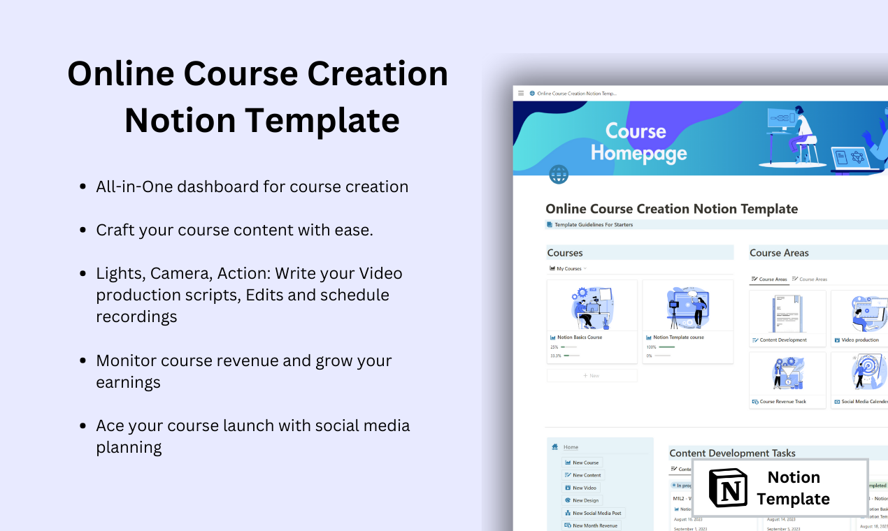 Mídia 1 de Modelo de noção de criação de curso on -line - Ultimate Toolkit para gerenciar cursos on -line.