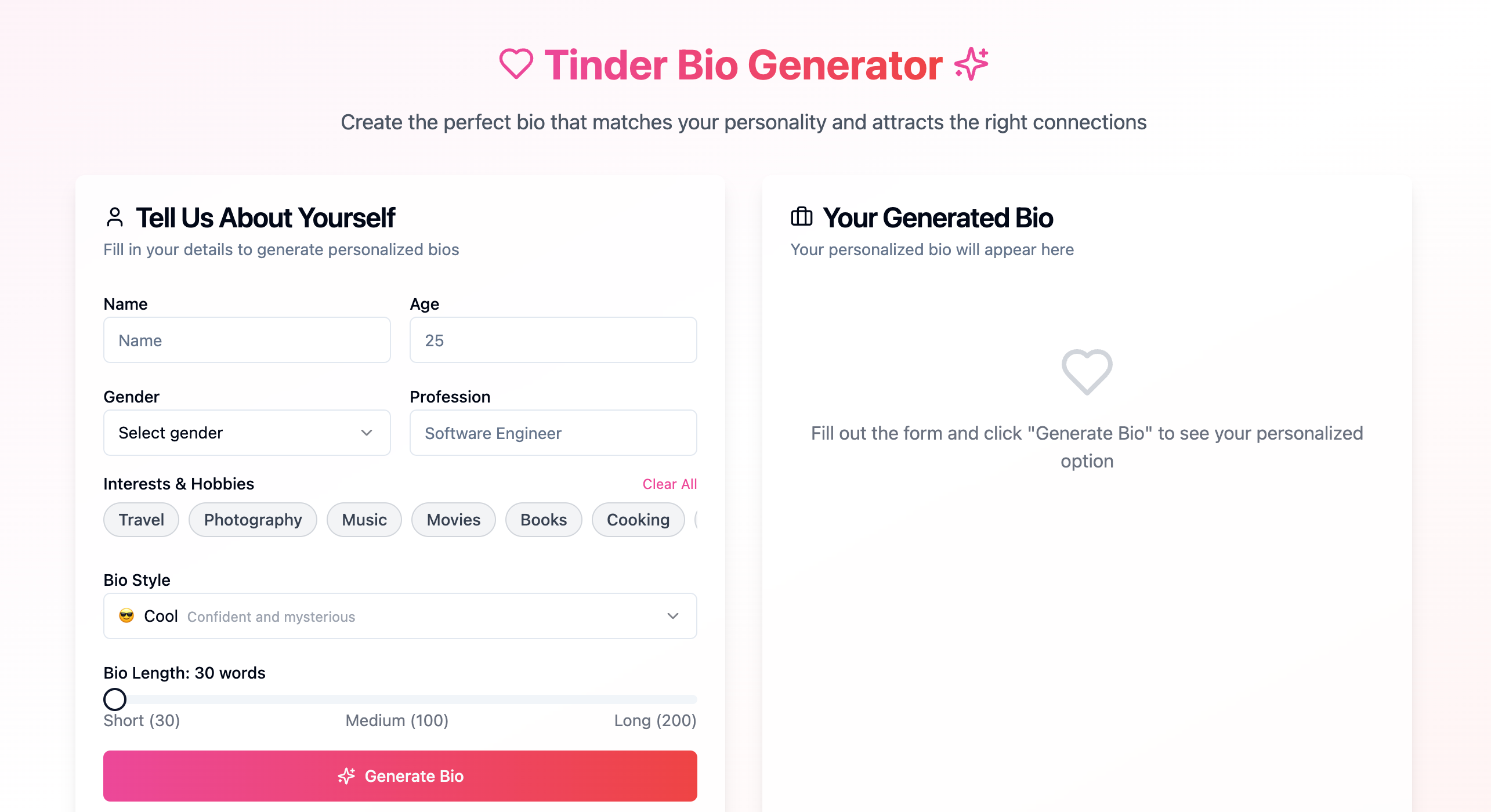 無料のTinderバイオジェネレーター - 無料のTinderバイオジェネレーター、完璧なTinder Bioを作成します。メディア1